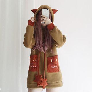 Cartoon Ear Hoodie Khaki - One Size