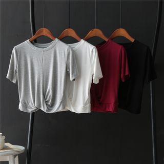 Short-sleeve Twist-front Crop Top