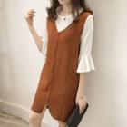 Set: Plain 3/4 Sleeve T-shirt + Plain Pinafore Dress