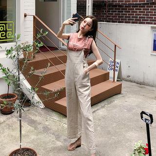 Tie-shoulder Linen Blend Jumpsuit