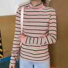Long-sleeve Striped Turtleneck Sweater