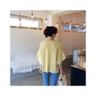 3/4-sleeve Ruffle-cuff Knit Top