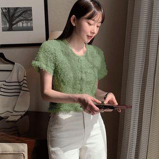 Short-sleeve Furry Cardigan