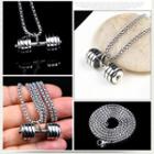 Stainless Steel Dumbbells Pendant Necklace