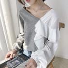 Ruffle Asymmetric Sweatshirt Gray - One Size