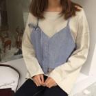 Long-sleeve Mock Two-piece T-shirt