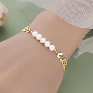 Faux Pearl Leaf Bracelet Bracelet - Gold - One Size