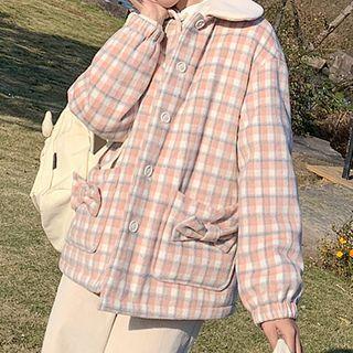 Lapel Gingham Coat