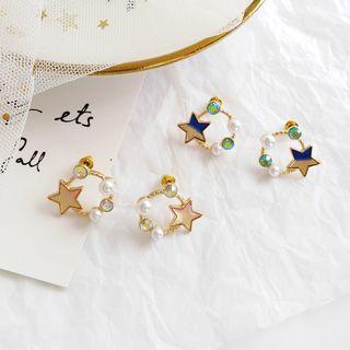 Faux Pearl Alloy Star Earring