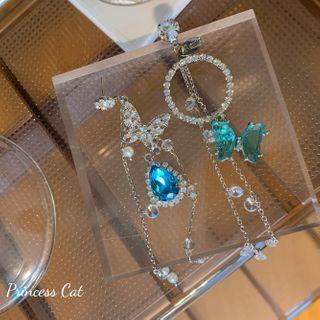 Asymmetrical Rhinestone Butterfly Drop Earring