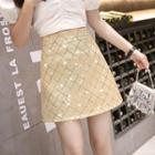 Sequin Plaid A-line Semi Skirt