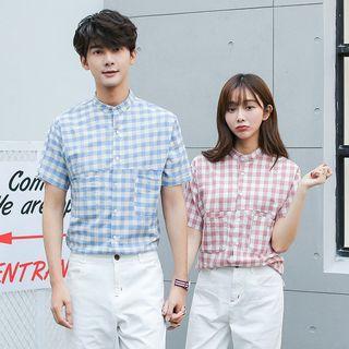 Couple Matching Gingham Short-sleeve Shirt