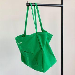 Boxy Canvas Shopper Bag Green - One Size