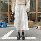 Band-waist Crinkled Skirt Ivory - One Size