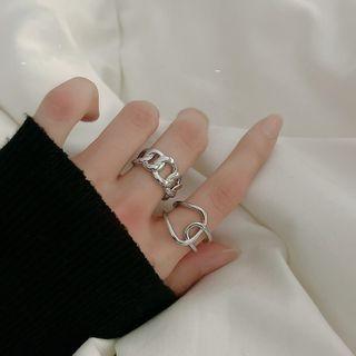 Layered Open Ring / Chain Link Open Ring / Set