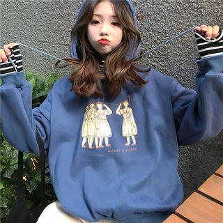Cartoon Print Mock Two-piece Hoodie