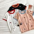 Printed Color-block Crewneck Short-sleeve T-shirt