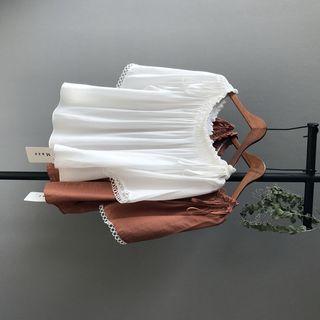 Off-shoulder Crochet-trim Chiffon Top