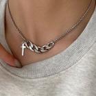 Cross Chunky Chain Pendant Stainless Steel Necklace Silver - One Size