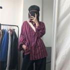 Long-sleeve Striped Shirt Stripes - Red & Purple - One Size