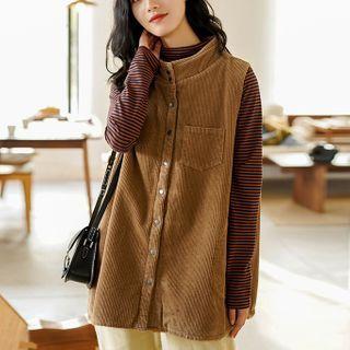 Fleece-lined Corduroy Button Vest