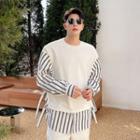 Long-sleeve Striped Panel Mock Two-piece Top