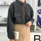 Lace-up Check Long-sleeve Shirt