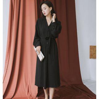 Notch Lapel Midi Shirtdress
