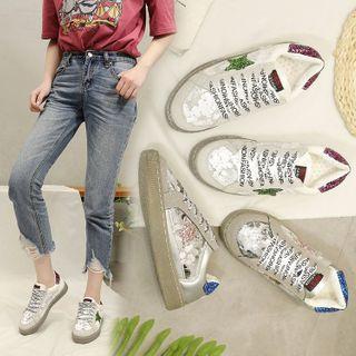 Sequined Lace-up Platform Sneakers