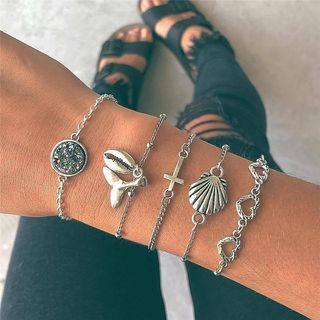Set Of 5: Bracelet Silver - One Size