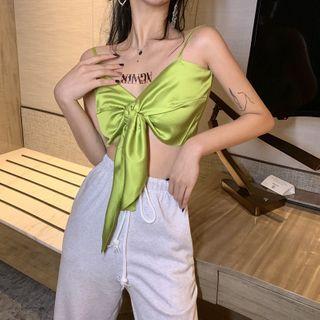 Sleeveless Ribbon Top Green - One Size