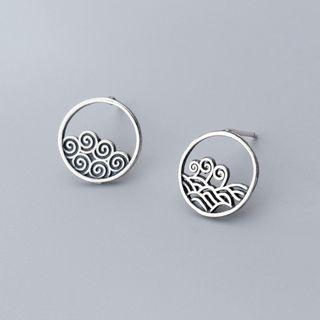 925 Sterling Silver Sea Wave Earring 1 Pair - S925 Silver - As Shown In Figure - One Size
