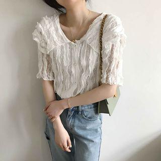 Short-sleeve Midi Lace Dress / Short-sleeve Lace Top