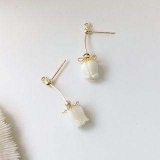 Freshwater Pearl Shell Rose Earring 1 Pair - Earrings - One Size