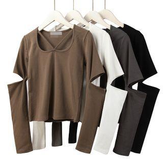 Cutout-elbow Slim-fit Crop T-shirt