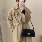 Double-breasted Two-way Medium Long Woolen Coat