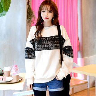 Snowflake Pattern Brushed-fleece Lined Sweatshirt
