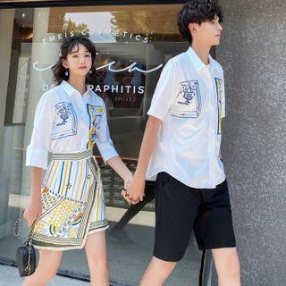 Couple Matching Printed Shirt / A-line Skirt / Shorts / Set