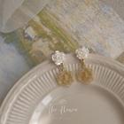 Flower Resin Alloy Dangle Earring 1 Pair - C-342 - White & Gold - One Size