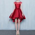 Mesh Panel Cap-sleeve Short Prom Dress