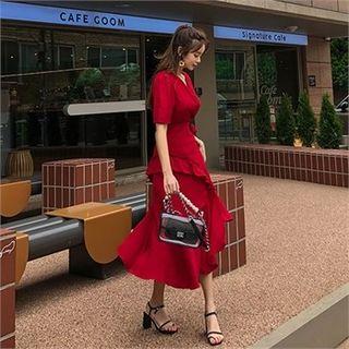 Frill-trim Wrap Dress