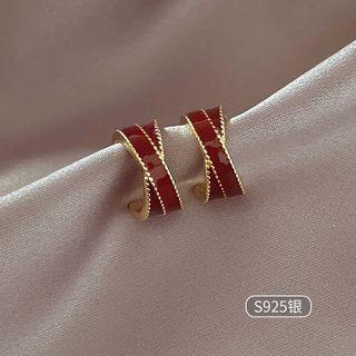 Layered Alloy Earring 1 Pair - Red - One Size