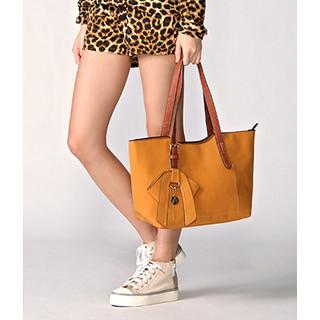 Bow Detail Faux Leather Tote Camel - One Size