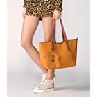 Bow Detail Faux Leather Tote Camel - One Size