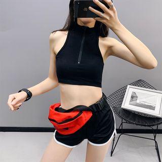Half-zip Crop Tank Top