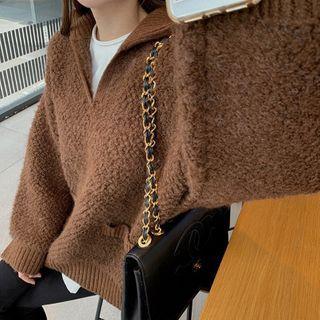 Faux Shearling Half-zip Sweater