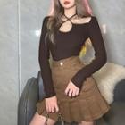 Halter Neck Crisscross Knit Top