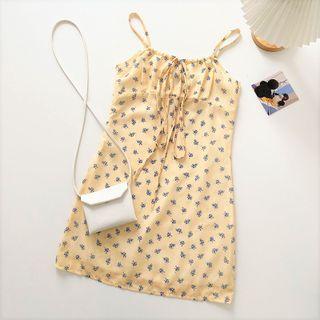 Floral Sleeveless Dress Yellow - One Size