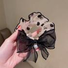 Bow Dotted Mesh Scrunchie Hair Tie - Khaki - One Size