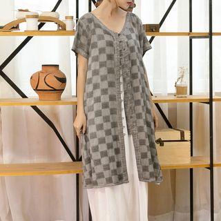 Check Short-sleeve Long Jacket